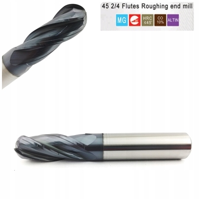 VHM sférická tvrdokovová fréza 10mm R5 4 čepele 45 HRC